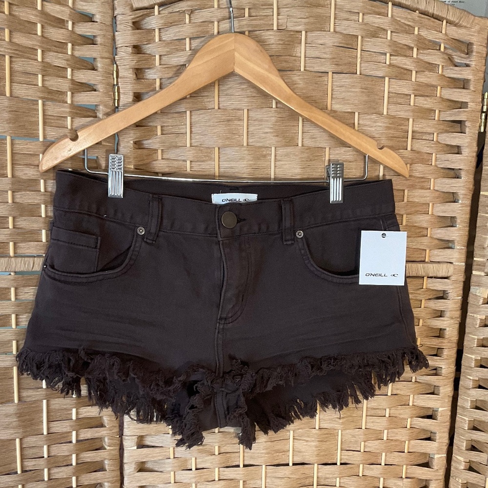 NWT O’Neill Black Frayed Cotton Shorts Women’s 29